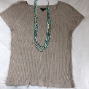 Talbots Tan Short Sleeve Knit Top Size L